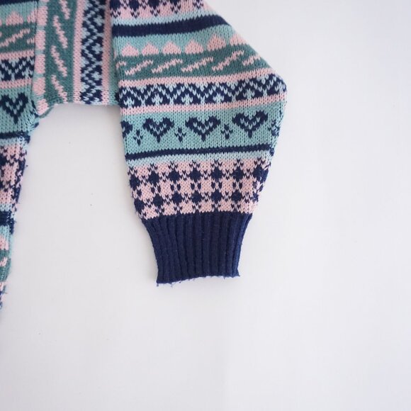 Vintage Perspective Sweater Fair Isle Knit Pink Blue Navy Striped 90s Preppy S - Picture 12 of 13